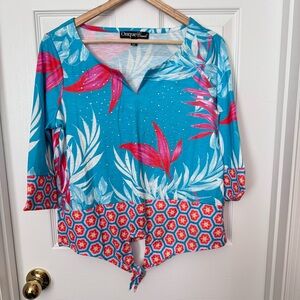 Onque Casuals Tropical Print Top Sz PM